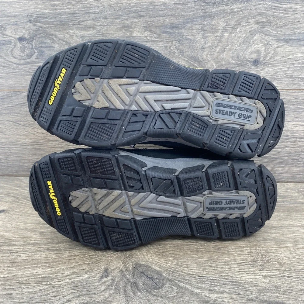 Skechers Hiking Boots Mens 9 Black Water Repellent Goodyear Relaxed Fit 204454